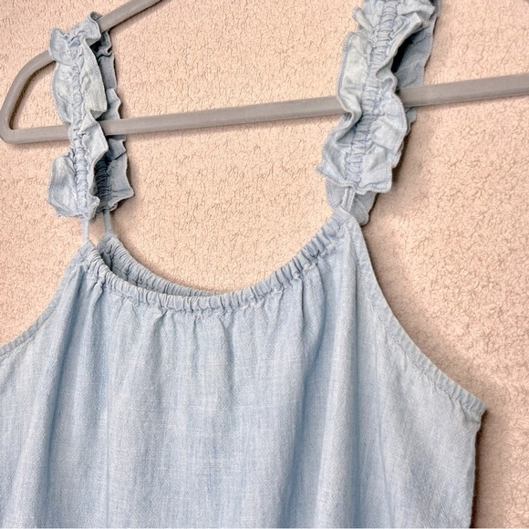 Madewell Ruffle Strap Chambray Tank Top-Women’s 8-Light Blue-Feminine-Summer - Picture 2 of 8